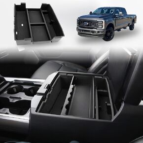 Neepair Center Console Organizer Tray Compatible with 2023 2024 Ford F250 F350 F450 F550 Armrest Storage Box Interior Accessories (Full-size Storage Tray)