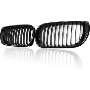 E46 Grille-Front Kidney Grille Compatible with B-M-W 2002-2005 4 door 4D 3 Series 320i 325i 330i 325xi 330xi Car Front Bumper Grille Gloss for 51137042961/51137042962 (Black)