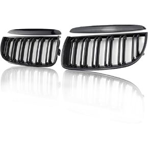 E46 Grille-Front Kidney Grille متوافق مع B-M-W 2002-2005 4 أبواب 4D 3 Series 320i 325i 330i 325xi 330xi Car Front Bumper Grille Gloss لـ 51137042961/51137042962 (أسود) in Kuwait