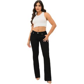 True Religion Jeans Women's Denim Joey Mid Rise Flare Flap Single Needle Stitching Pant