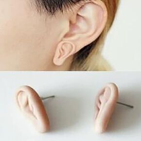 LRGKMCWTOB Cute Simulation Ears, Fun 3D Ear Dangle Earrings for Party Women, Creative Personality Exaggerated Small Ear Small Hollow Ear Earrings
