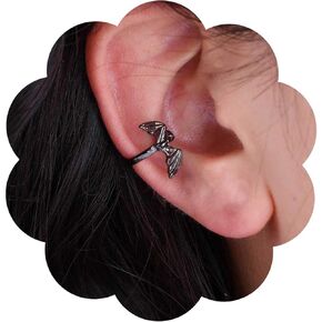 Punk Bat Ear Cuff Earrings Vintage Ghost Bat Cartilage Clip Earrings Black Demon Wrap Hoop Earrings Bat No Piercing Earrings Jewelry for Women