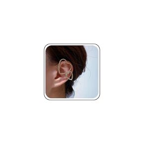 Andelaisi Boho Crystal Heart Cuff Wrap Earrings Gold Rhinestone Heart Ear Clip Earrings Vintage Crystal Cz Heart Earrings Sparkly Cz Heart Cartilage Wrap Earrings for Women