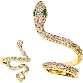 Vintage Snake Earrings for Women,C Shape Hoop Animal Earring Punk Rhinestones Snake Ear Cuff Clip Wrap Earrings Non Piercing Cartilage Cuff Earrings Gothic Jewelry Gifts