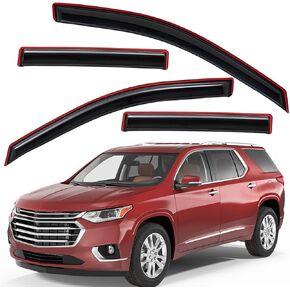 Lightronic WV194553 in-Channel Side Window Visor Deflector Vent Rain Guard, Dark Smoke, 4-Pieces Set, Fits 2018-2023 Chevrolet Traverse