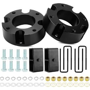 3" Front + 2" Rear Leveling Lift Kit Compatible with 2007-2021 Tundra, 3in Front Strut Suspension Lift Spacers + 2in Rear Lift Block Kit w/Extended U-Bolts, Set of 4