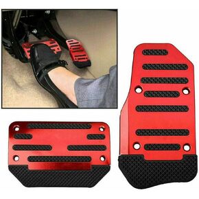 Car Pedal Pads Car Brake Pedal Pad Manual Transmission Pedal Covers Replacement Kit Non-Slip Foot Pedal Covers Set Alloy Brake Gas Clutch Pedal Kits for Car SUV ATV (Red, 3 PCS, Manual)