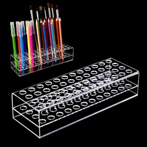 Acrylic Pen Display Holder 48-Slots 12mm Pen Display Stand Pen Holder Desk Stand Clear Pencil Display Stand - Acrylic Pen Display Rack for Art Paint Brush Makeup Brush