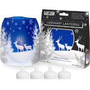 MODGY Luminary Lanterns 4-Pack - Floating LED Candles with Batteries Included - Luminaries are Great for Weddings, Parties, Patios & Celebrations of All Kinds (Frosty)