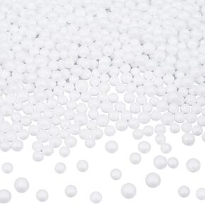 28G 7mm to 9mm Small White Foam Beads Foam Ball Beads Mini Smooth Round Crafting Polystyrene Vase Filler Bean Bag Stuffing Filling Bead for Art Crafts DIY Wedding Holiday Party Decoration
