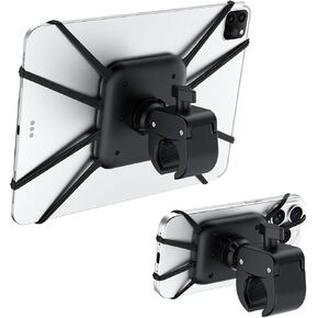 2-in-1 Spin Bike Tablet Holder Mount, Treadmill Tablet Holder Anti-Slip Silicone Design, Phone Holder for Peloton Bike Fits All 5.5-12.9" Cell Phones and Tablets