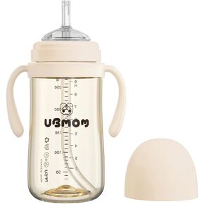 No-spill, Backflow prevention Sippy Cup with Straw, PPSU Learner Cup with Handle for Baby and Toddlers, BPA free, 9.47oz (Banana) in Saudi Arabia