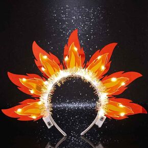 JEWEKY Light Up Fire Headbands Led Rave Holiday Flame Hair Accessories for Women