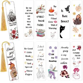 Luvsweeets UV DTF Bookmark Stickers - 16 Sheets Book Lover UV DTF Decals for Acrylic Bookmarks Waterproof Bookish Rub on Transfer Stickers UVDTF Wraps for DIY Blank Bookmarks Teacher Gifts