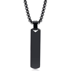 Fashion Simple Stainless Steel 3D Rectangle Bar Pendant Necklace