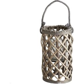 الفانوس السابع والأربعون الرئيسي والنحيف المنسوج مع حامل شموع، صغير، من الصفصاف in Kuwait