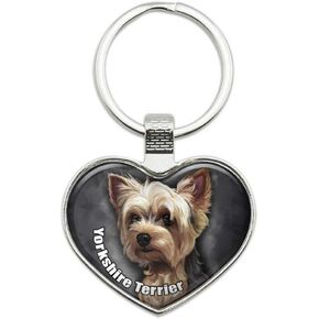 Yorkshire Terrier Yorkie Dog Pet Keychain Heart Love Metal Key Chain Ring