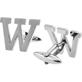 Letter F Initial Cufflinks for Men Set - Men’s Stainless Cuff Links with Initials - Monogram Stainless Steel Alphabet Cufflinks