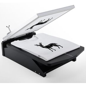 Caydo Screen Printing Machine, 15.7x12.2inch Screen Printing Press, Unique Hinge Design Wood Screen Printing Table for T-Shirt DIY Printing and Screen Printing Beginners(Screen Frame Not Included)