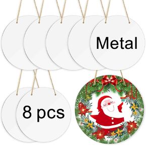 8pcs Sublimation Sign Blanks - 10in Metal Circle Unfinished Door Hangers