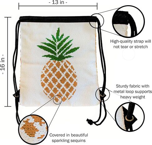 QQ&U Reversible Sequin Drawstring Bag (Pineapple) in Saudi Arabia