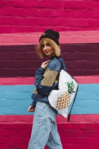 QQ&U Reversible Sequin Drawstring Bag (Pineapple) in Saudi Arabia
