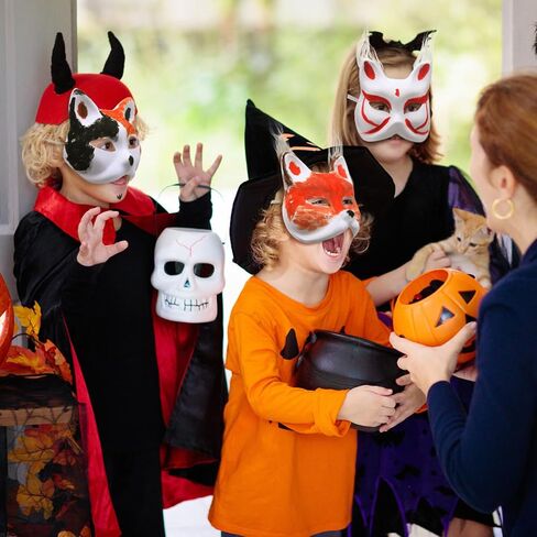 Therian Mask Cat Mask Kit with Present Box, Cat Mask and Fox Mask DIY Set, Furry Mask with Fur and All Staffs, Masquerade Mask, Creative Therian Gear for Halloween, Birthday, DIY in Saudi Arabia