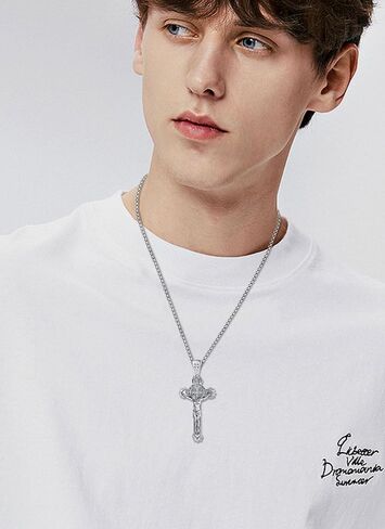 AEONSLOVE 925 Sterling Silver Saint Benedict/St Michael/Cruz de Caravaca Pendant Necklace Religious Gifts for Women Men in Saudi Arabia