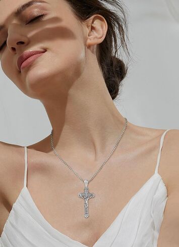 AEONSLOVE 925 Sterling Silver Saint Benedict/St Michael/Cruz de Caravaca Pendant Necklace Religious Gifts for Women Men in Saudi Arabia