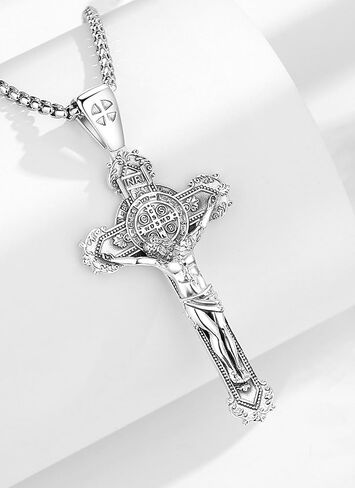 AEONSLOVE 925 Sterling Silver Saint Benedict/St Michael/Cruz de Caravaca Pendant Necklace Religious Gifts for Women Men in Saudi Arabia