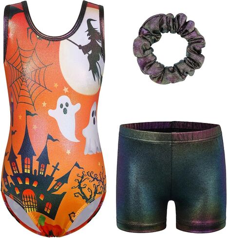 BAOHULU Gymnastics Leotards for Girls with Matching Shorts Shiny Jewels Open Back Kids Athletic Apperal in Saudi Arabia