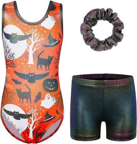 BAOHULU Gymnastics Leotards for Girls with Matching Shorts Shiny Jewels Open Back Kids Athletic Apperal in Saudi Arabia