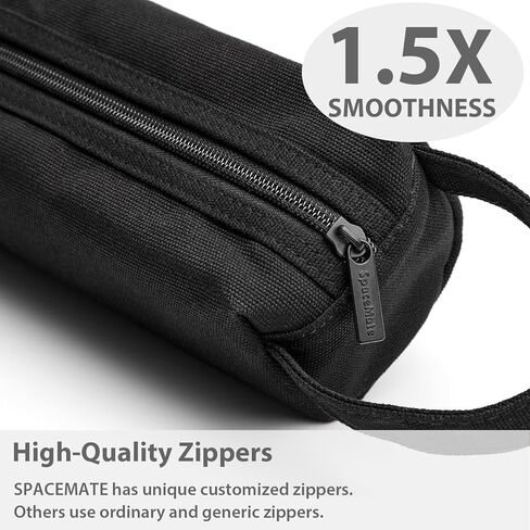 Pencil Case Pouch Bag School Supplies for Girls and Boys, Heavy Duty Canvas Aesthetic Pen Case, Simple Zipper Stationery Bag for Women Men Adults, Black, 1200ml in Kuwait