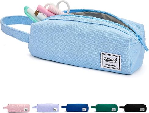 Pencil Case Pouch Bag School Supplies for Girls and Boys, Heavy Duty Canvas Aesthetic Pen Case, Simple Zipper Stationery Bag for Women Men Adults, Black, 1200ml in Kuwait