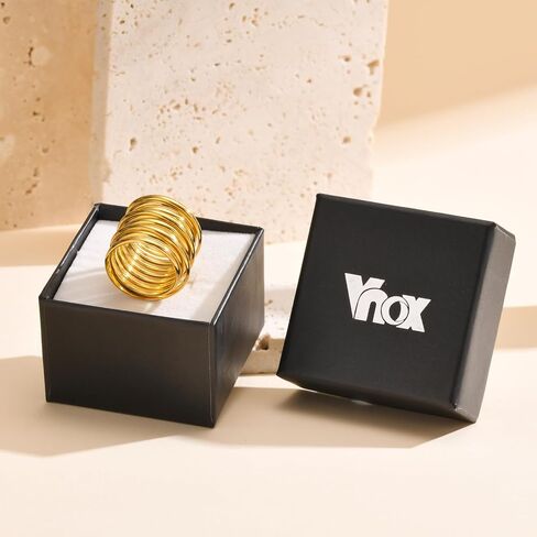 خواتم VNOX الذهبية للنساء 丨 14k مطلية بالذهب من الفولاذ المقاوم للصدأ حلقات بيان مكتنزة حلقة مضفرة ملتوية حلقات قابلة للتكديس خاتم خاتم مكتنزة للمجوهرات النسائية العصرية in Saudi Arabia