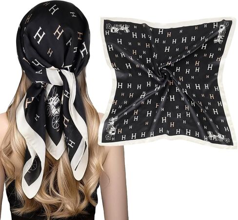 Relang Fashion silk Satin Head Scarf for Women Hair Bandana Hair Scarf Wrap Neck Scarf for Women 27.5×27.5 inches in Saudi Arabia