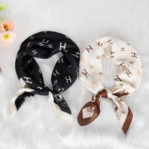 Relang Fashion silk Satin Head Scarf for Women Hair Bandana Hair Scarf Wrap Neck Scarf for Women 27.5×27.5 inches in Saudi Arabia