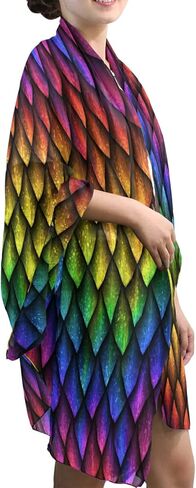 وشاح حريري طويل للسيدات من Poeticcity، شال من الساتان والشيفون كبير الحجم وغطاء للرأس واقي من الشمس in Kuwait