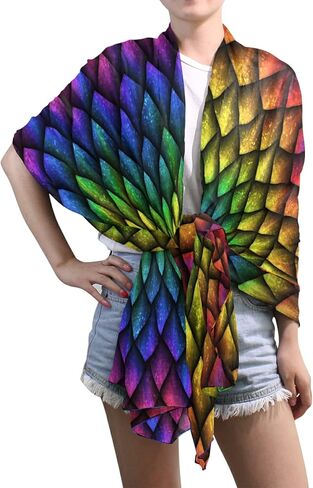 وشاح حريري طويل للسيدات من Poeticcity، شال من الساتان والشيفون كبير الحجم وغطاء للرأس واقي من الشمس in Kuwait