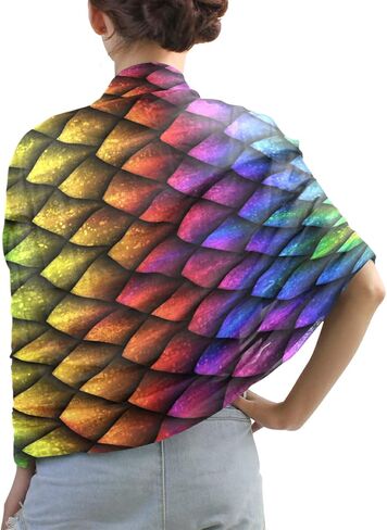 وشاح حريري طويل للسيدات من Poeticcity، شال من الساتان والشيفون كبير الحجم وغطاء للرأس واقي من الشمس in Kuwait