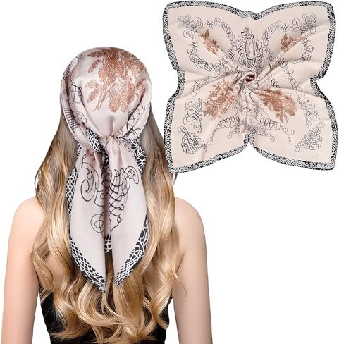 Relang Fashion silk Satin Head Scarf for Women Hair Bandana Hair Scarf Wrap Neck Scarf for Women 27.5×27.5 inches in Saudi Arabia