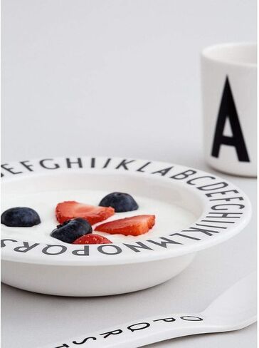 Design Letters Eat & Learn Unbreakable Deep Plate Tritan | BPA Free Reusable Kids Plate for Baby Feeding | Design in Denmark Dinner Plates for Toddler | Children Tableware & Dinnerware Dishwasher Safe in Kuwait