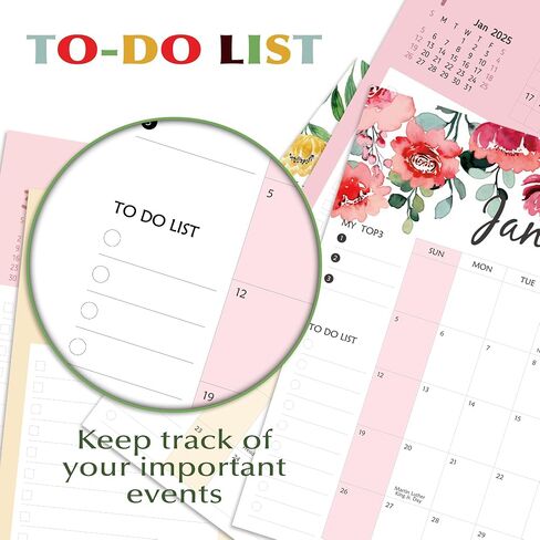 CAGIE Desk Calendar 2025 Standing Flip, Small Desk Calendar 2025 Stand up Desk Calendar from Jan 2025 - Dec 2025, Desktop Calendar 2025 with Sticky Notes and Roulette, 9.5"×7.2", Bloomy Flowers Pink in Saudi Arabia