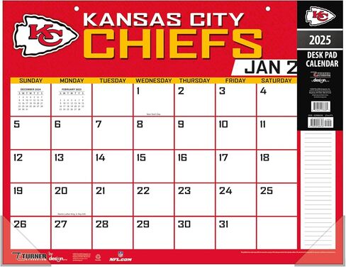 TURNER SPORTS Kansas City Chiefs 2025 22x17 Desk Calendar (25998061540) in Saudi Arabia