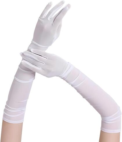 Long Opera Party Gloves for Women,1920s Tea Party Gloves,Women's Sexy Sheer Gloves Costume Stretchy Elbow Length in Saudi Arabia