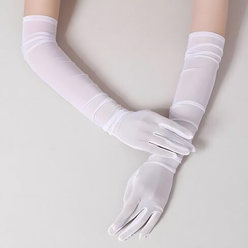 Long Opera Party Gloves for Women,1920s Tea Party Gloves,Women's Sexy Sheer Gloves Costume Stretchy Elbow Length in Saudi Arabia