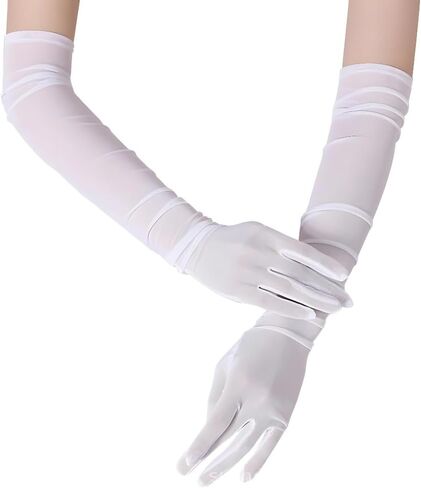 Long Opera Party Gloves for Women,1920s Tea Party Gloves,Women's Sexy Sheer Gloves Costume Stretchy Elbow Length in Saudi Arabia