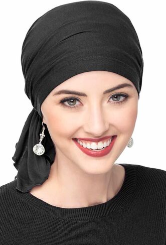 وشاح غير محدود سهل الارتداء من أغطية الرأس - أغطية رأس للسرطان للنساء (أسود) in Kuwait