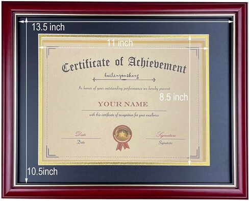 8.5x11 Certificate Diploma Frame,Solid Wood Frame and Plexiglass,Cherry Finish with Gold Trim in Saudi Arabia
