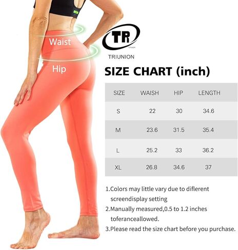 TRIUNION 2 Pack High Waisted Leggings for Women No See-Through Tummy Control Yoga Leggings for Women Workout Running Leggings in Kuwait